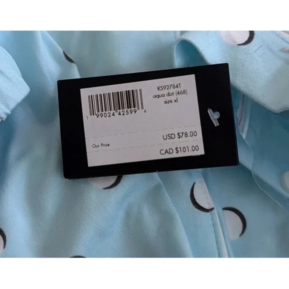 Kate Spade Aqua Dot Pajama Set XL - Picture 5 of 5